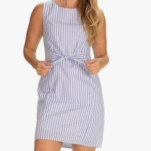 NWT Duffield Lane Blue and White striped Seersucker Sleeveless dress Size M
